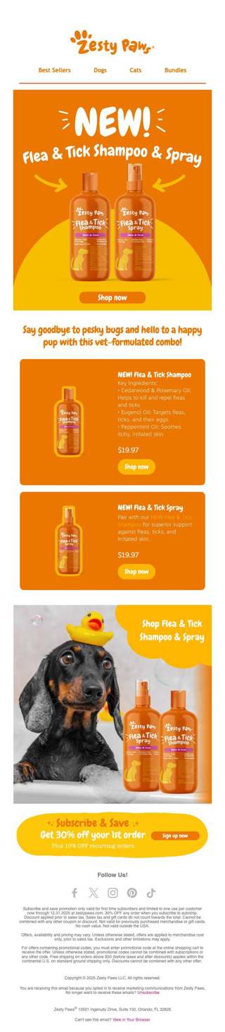 NEW! Introducing our Flea & Tick Shampoo & Spray 🧡