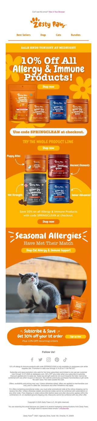🌷🐱 FINAL HOURS: Allergy & Immune savings end tonight! 🐶🌻