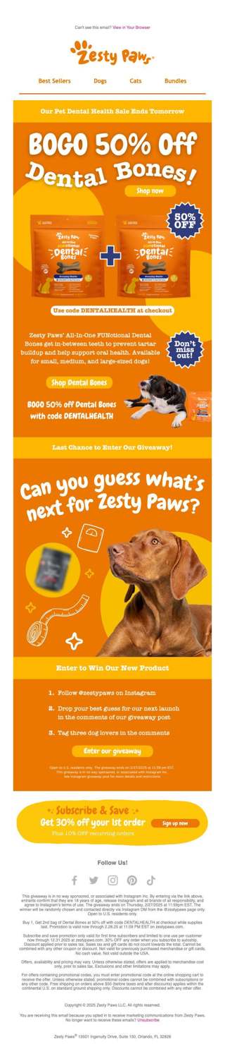 LAST CALL to enter our giveaway + BOGO 50% off Dental Bones! 🐶🐾