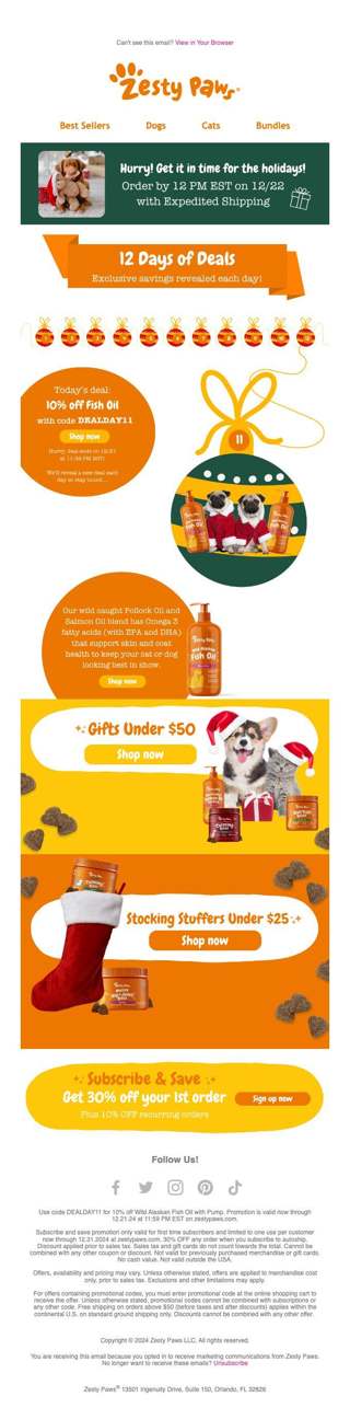 📣 Last call for holiday shipping! Plus, shop today's deal on fish oil! 🐟✨