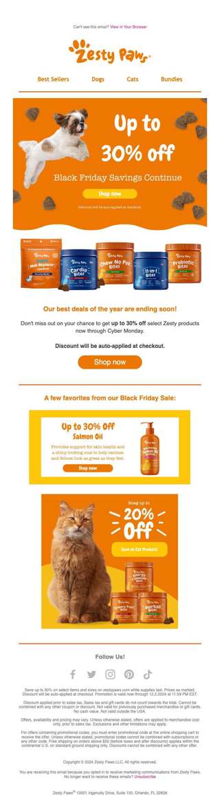 All weekend long! Up to 30% OFF! 🧡🐾