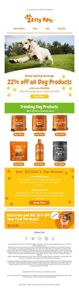 22% off Dog Products 🐶