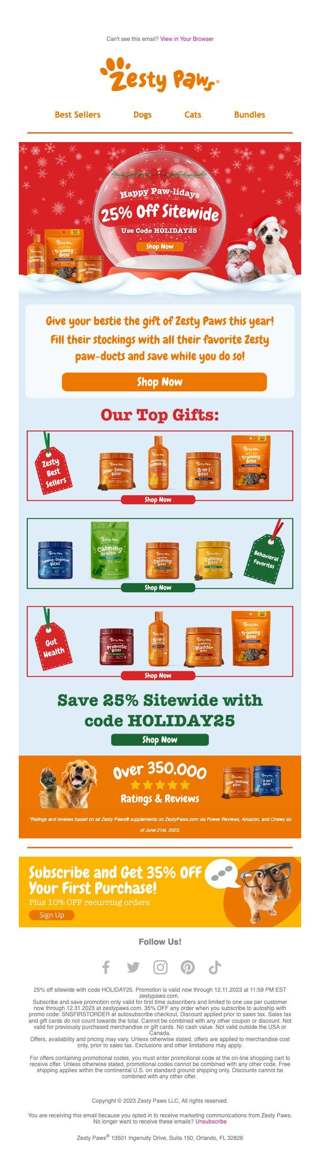 Get 25% OFF on ALL Zesty Paw-ducks!