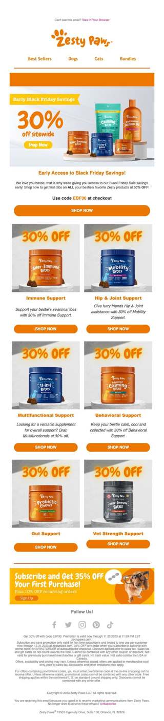 Open to get access to Zesty Black Friday Savings Early! 🐶🐱