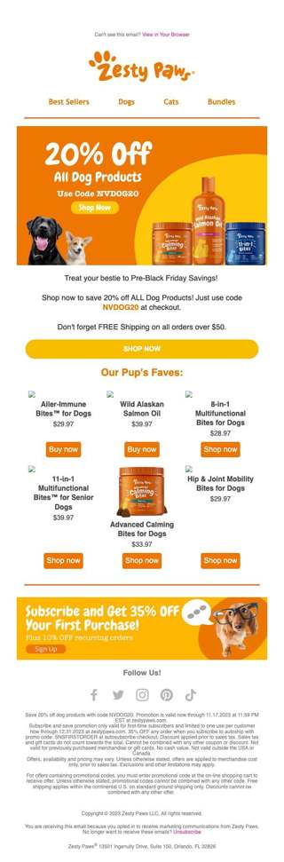 20% off ALL Zesty Dog Paw-ducts 🐶