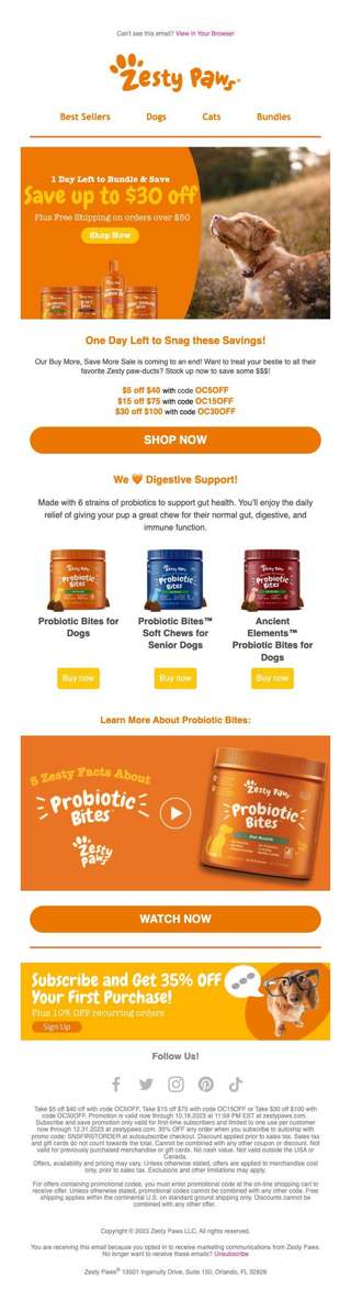 Your choice to save $5, $15 or $30!
