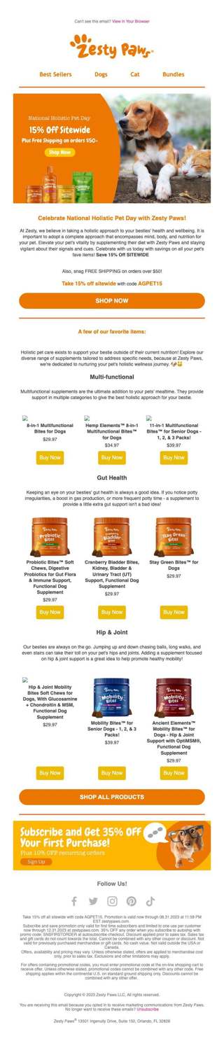 Celebrate Holistic Pet Day with 15% off 🧡