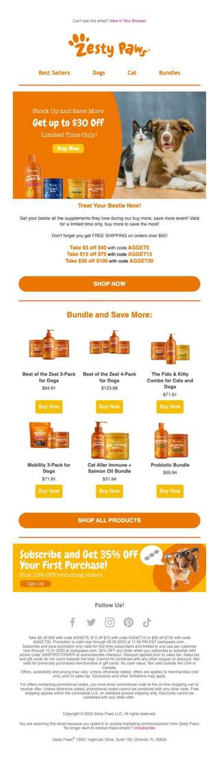 Save up to $30 on your favourite Zesty paw-ducks! 🐶