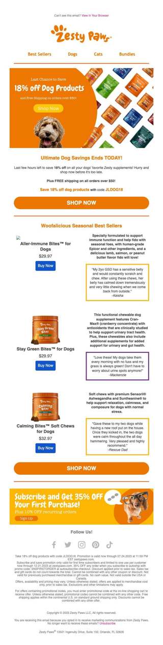 Ultimate Dog Savings Ends TODAY!