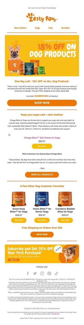 1 Day Left! 🕛 Treat your pup 🐶 & save up to 18% on us