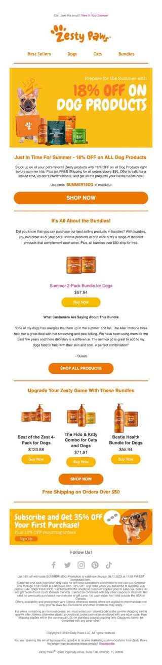 Be Summer Ready with 18% OFF On Your Favorite Zesty Products!