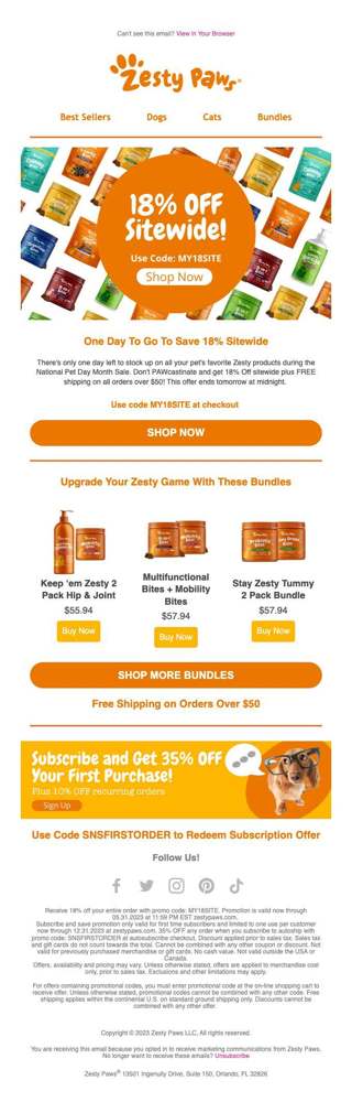 One day left to take up to 18% off your next order