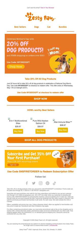 Bark-tastic Savings! 20% off all dog products