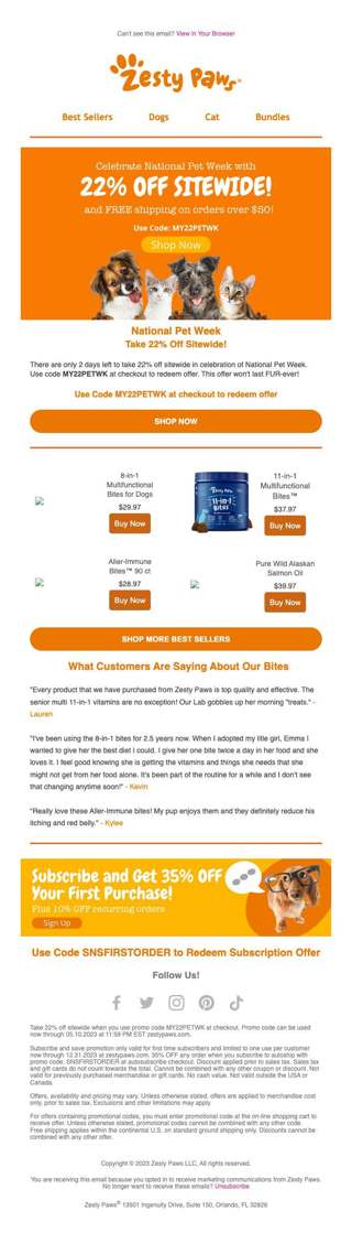 National Pet Week Sale - 22% Off Sitewide