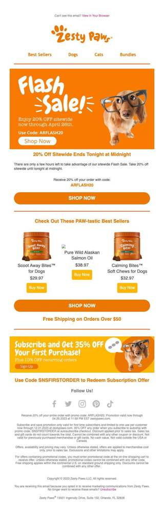 Ends Tonight: 20% Off Sitewide Flash Sale