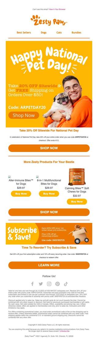 Take 20% Off Sitewide for National Pet Day