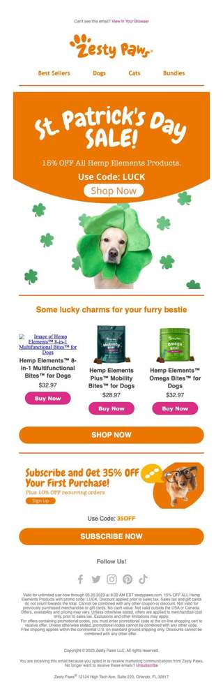☘️Lucky you! Take 15% off all Hemp Elements products