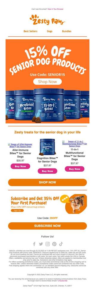 🐕 All senior dog products 15% off until tomorrow at midnight