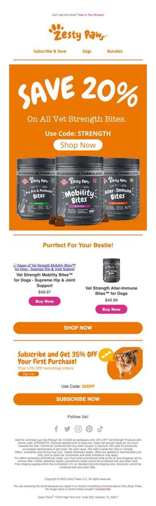 Limited Offer! Get 20% off all Vet Strength Bites