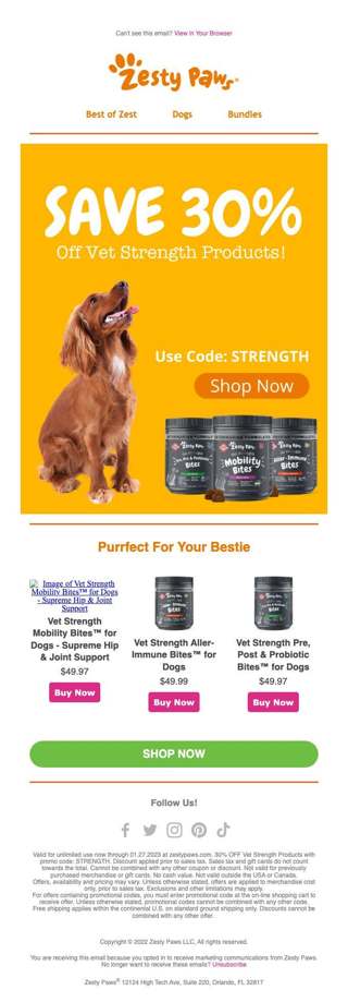 PAWerful🐾 bites for our Bestie! Vet Strength Mobility 30% OFF CODE: STRENGTH 🐶