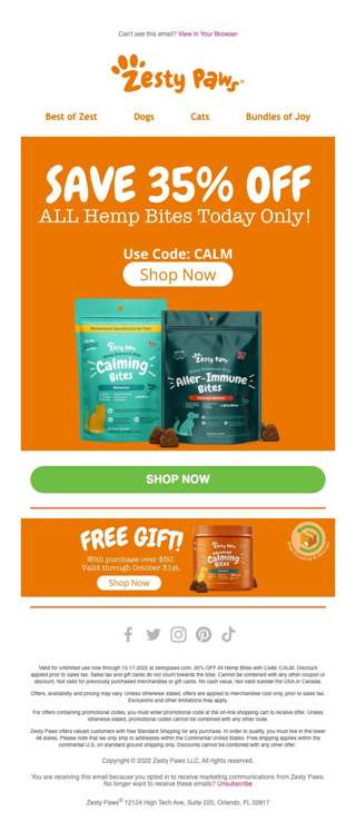 🐾35% OFF All Hemp Bites Ends TONIGHT😻