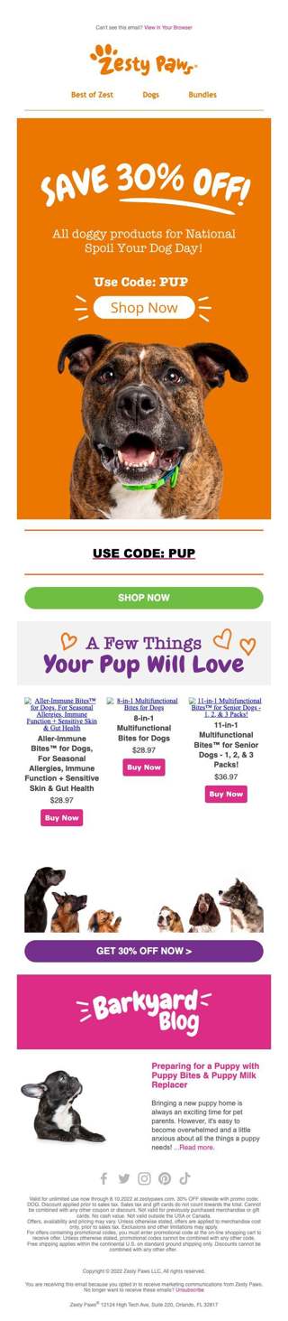 30% OFF All Dog Products on Spoil Your Dog Day✨