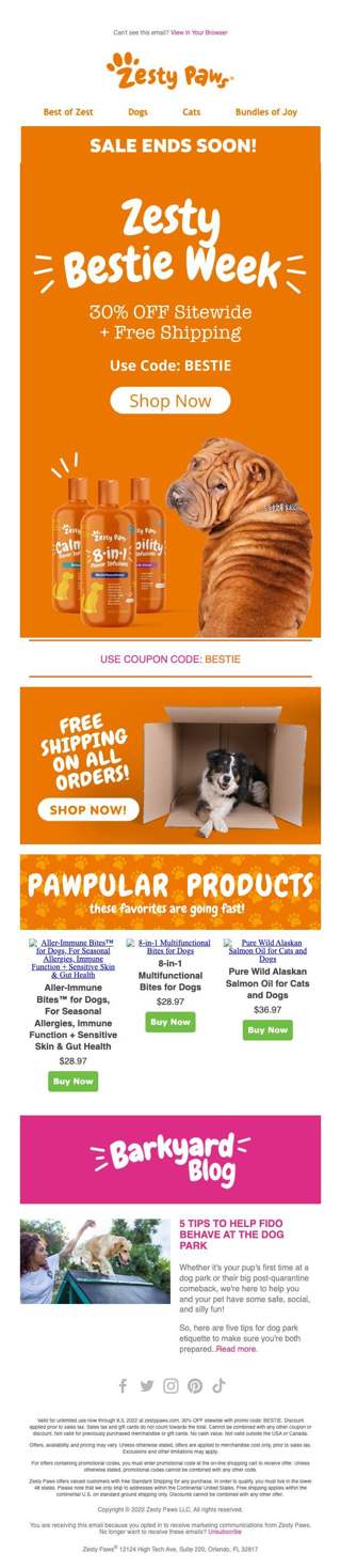 💕 Pawsitively zesty: 30% off exclusive to email VIPs 💕