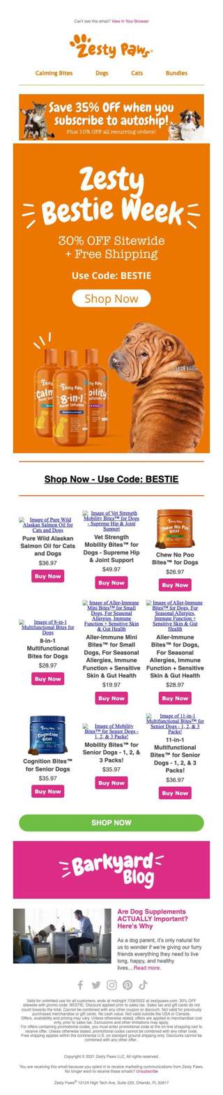 30% OFF Any Order for Zesties Besties Week🐶⭐😺