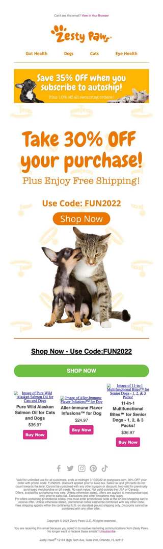 Your favorite pet deserves the best! 🐶😺 Get 30% off today!