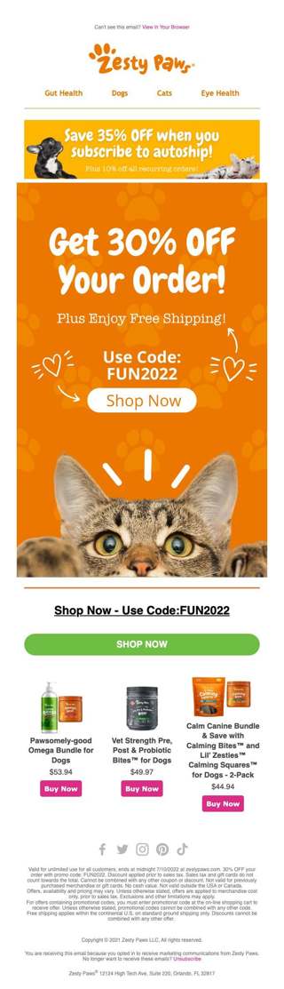 New deals on Zesty Paws products - Save 30% Today!