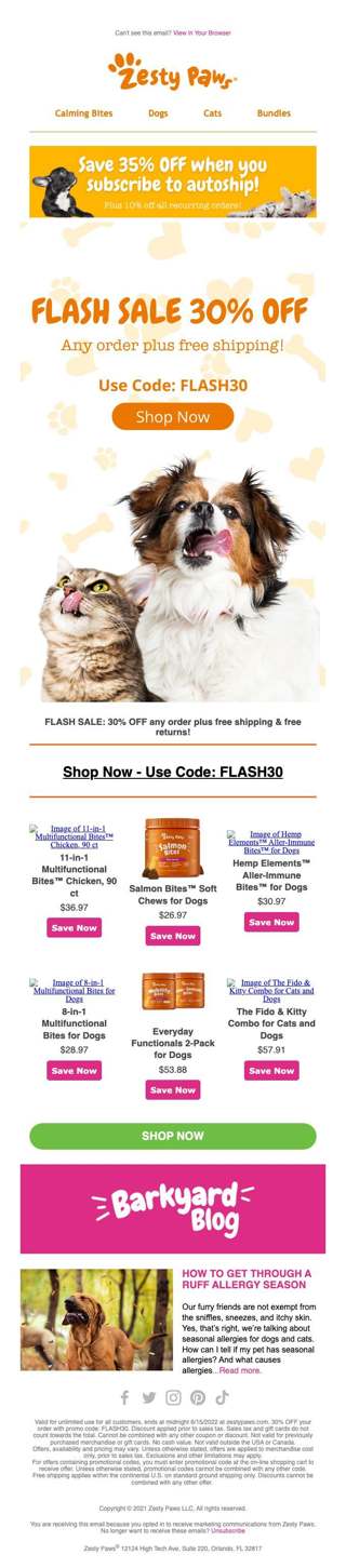 FLASH SALE: 30% OFF ANY Order! 🐶😺