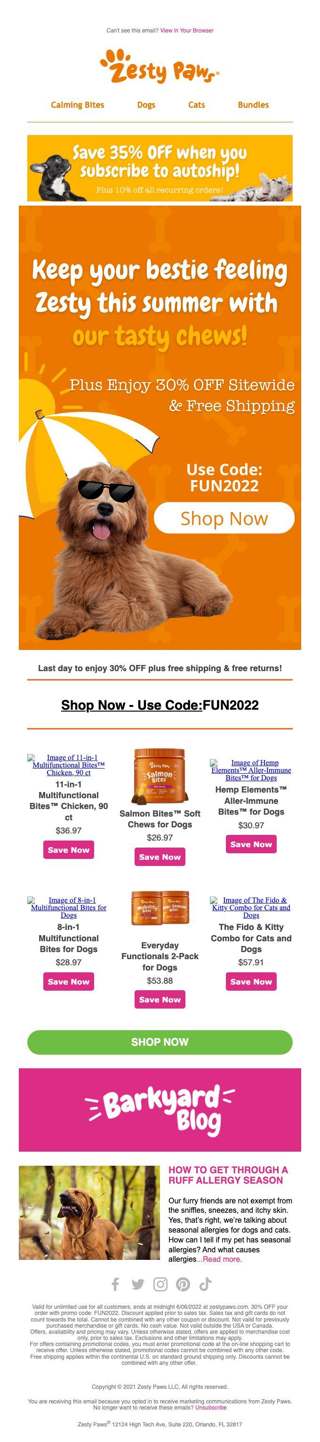 Last Day to Save 30% OFF ANY Order! 🐶😺