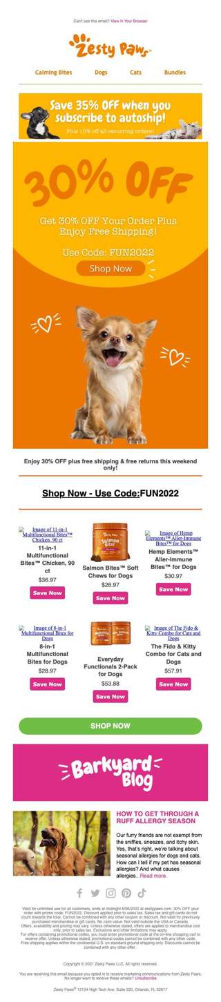 Save 30% OFF ANY Order! 🐶😺