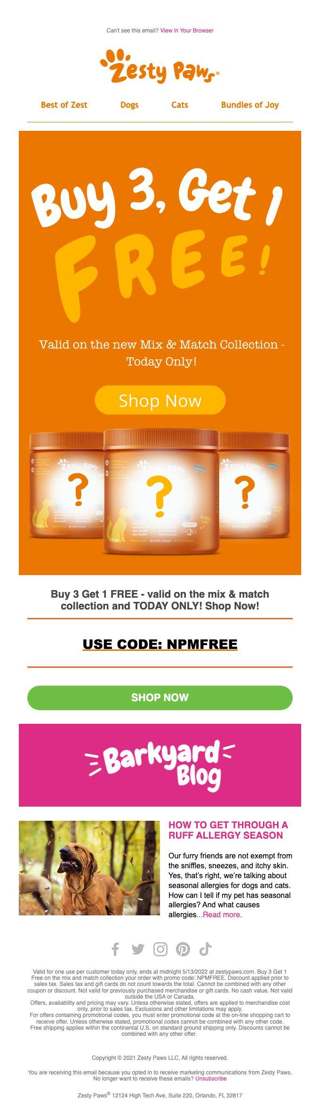 Buy 2, Get 1 FREE 🧡🐶