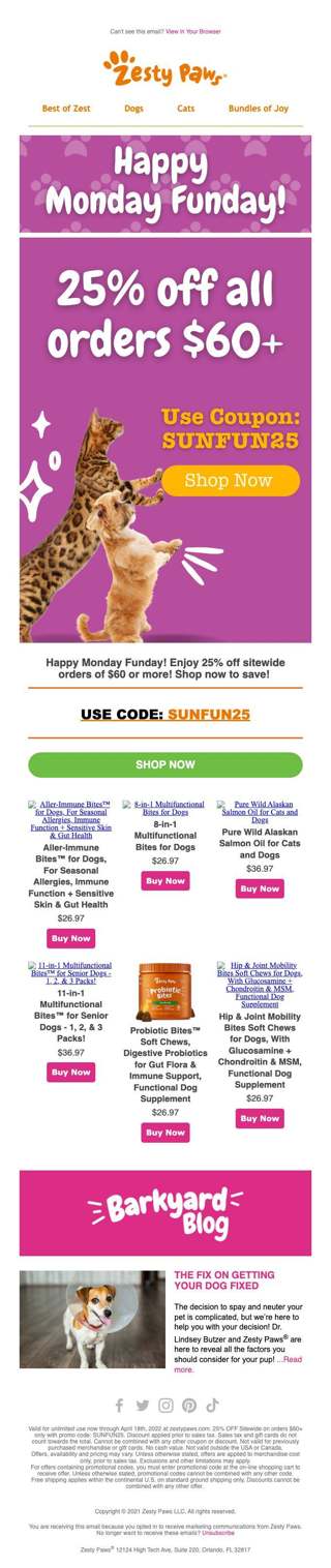 Monday FUNday = 25% off $60+