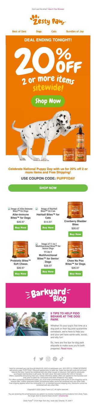 20% off ends tonight!